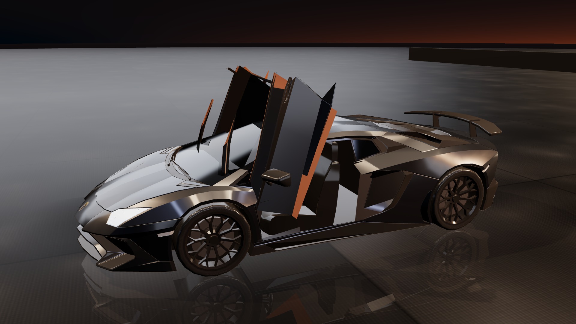 Scissor doors open, interior in 3D