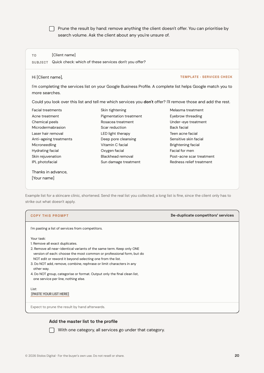 A step page with goal, checklist and tools
